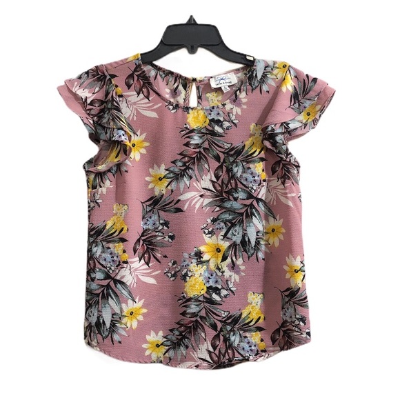 Twine & String Tops - Twine & String Pink Floral Print Boho Top Small